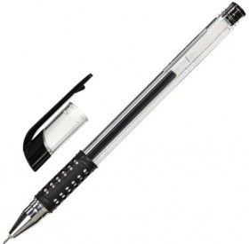Ручка гелевая с грипом STAFF "Basic Needle" GP-679, ЧЕРНАЯ, игольчатый узел 0,5 мм, линия письма 0,35 мм, 143679