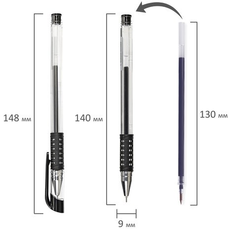 Ручка гелевая с грипом STAFF "Basic Needle" GP-679, ЧЕРНАЯ, игольчатый узел 0,5 мм, линия письма 0,35 мм, 143679