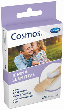Набор пластырей 20 шт. COSMOS SENSITIVE, для чувствительной кожи, 1,9х7,2 см, европодвес, 535323