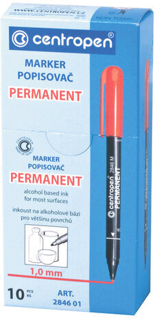 Маркер перманентный CENTROPEN 2846, ЧЕРНЫЙ, тонкий наконечник, 1 мм, 6 2846 9412