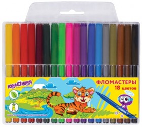 Фломастеры ЮНЛАНДИЯ 18 цветов, "УРОКИ РИСОВАНИЯ", вентилируемый колпачок, ПВХ, 151417