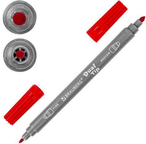 Фломастеры двусторонние BRAUBERG "PREMIUM" "DUAL-TIP", 10 шт., 10 цветов, два наконечника, картонная коробка с европодвесом, 151946