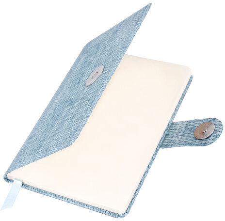 Еженедельник датированный 2025 МАЛЫЙ ФОРМАТ 95х155 мм А6, BRAUBERG "Augustus", под кожу, голубой, 115976