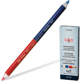 Карандаш двухцветный утолщённый KOH-I-NOOR, 1 шт., красно-синий, грифель 3,8 мм, картонная упаковка, 34230EG006KS