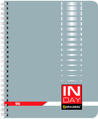 Тетрадь А5, 96 л., BRAUBERG, гребень, клетка, обложка картон, "INDAY", 400526