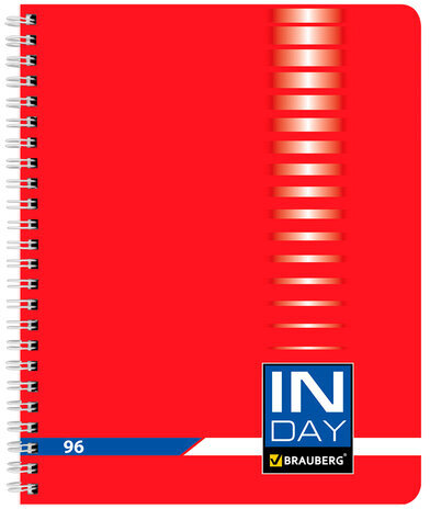 Тетрадь А5, 96 л., BRAUBERG, гребень, клетка, обложка картон, "INDAY", 400526