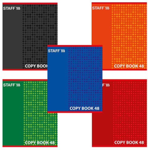 Тетрадь А5, 48 л., STAFF, клетка, офсет №2 ЭКОНОМ, обложка картон, "ОДИН ЦВЕТ" (точки), 402782