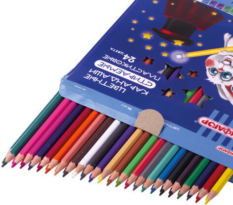 Карандаши цветные стираемые с ластиком ПИФАГОР "МАГИЯ", 24 цветов, пластиковые, 181576, 50