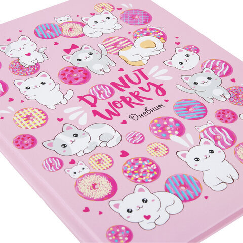 Дневник 1-4 класс 48 л., твердый, ЮНЛАНДИЯ, глянцевая ламинация, с подсказом, "Donut worry", 106592