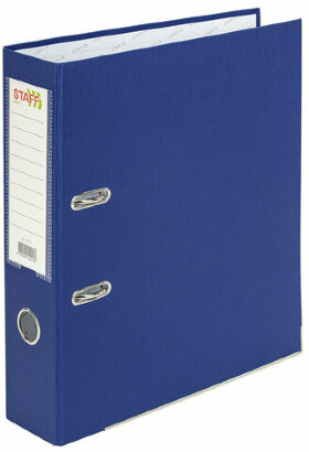 Папка-регистратор STAFF &quot;Profit&quot; с покрытием из ПВХ, 75 мм, с уголком, синяя, СЪЕМНЫЙ МЕХАНИЗМ, 272013