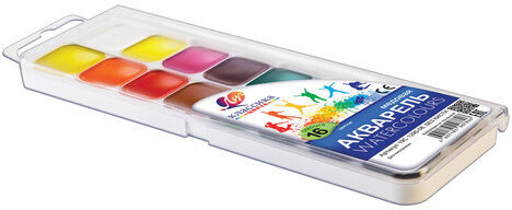 Краски акварельные ЛУЧ "Классика", 16 цветов, медовые, без кисти, пластиковая коробка, 19С1290-08