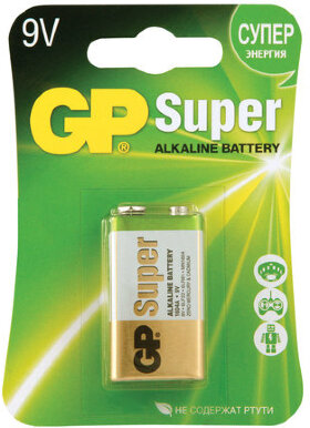 Батарейка GP Super, &quot;Крона&quot; (6LR61, 6LF22, 1604A), алкалиновая, 1 шт., в блистере, 1604A-5CR1, 1604A-BC1