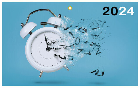 Календарь квартальный на 2024 г., 3 блока, 3 гребня, с бегунком, мелованная бумага, BRAUBERG, "Время", 115296