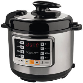 Мультиварка-скороварка SCARLETT SC-MC410P02, 900 Вт, 5 л, 11 программ, таймер, черный/серебро