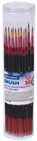 Кисть синтетика, круглая № 4, BRAUBERG PREMIUM, 201003