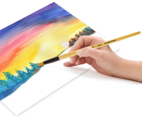 Кисть ПИФАГОР, СИНТЕТИКА, круглая, № 7, деревянная лакированная ручка, с колпачком, пакет с подвесом, 200847