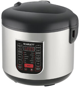 Мультиварка SCARLETT SC-MC410S27, 900 Вт, 5 л, 22 программы, серебро/черная