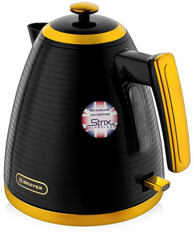 Чайник BRAYER BR1025, 1,7 л, 2200 Вт, закрытый нагревательный элемент, пластик, черный