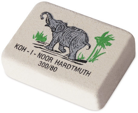Ластик KOH-I-NOOR "Слон" 300/80, 26х18,5х8 мм, белый/цветной, прямоугольный, натуральный каучук, 0300080018KDRU