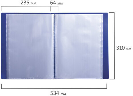 Папка 100 вкладышей BRAUBERG диагональ, темно-синяя, 0,9 мм, 221333