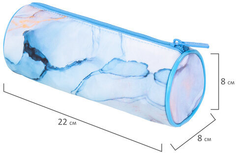 Пенал-тубус BRAUBERG, с эффектом Soft Touch, мягкий, "Blue marble", 22х8 см, 271570