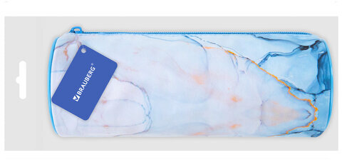 Пенал-тубус BRAUBERG, с эффектом Soft Touch, мягкий, "Blue marble", 22х8 см, 271570