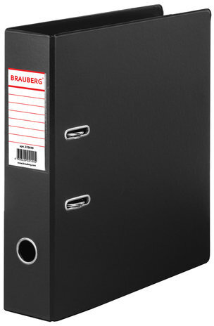 Папка-регистратор BRAUBERG с двухсторонним покрытием из ПВХ, 70 мм, черная, 222649