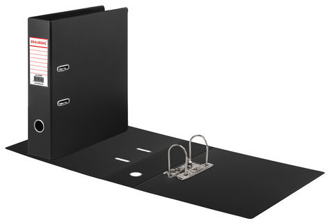 Папка-регистратор BRAUBERG с двухсторонним покрытием из ПВХ, 70 мм, черная, 222649