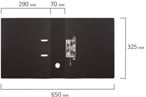 Папка-регистратор BRAUBERG с двухсторонним покрытием из ПВХ, 70 мм, черная, 222649