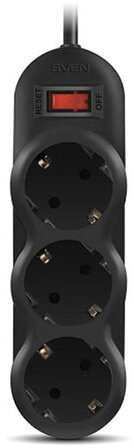 Сетевой фильтр SVEN SF-03L, 3 розетки, 3 м, черный, SV-015039