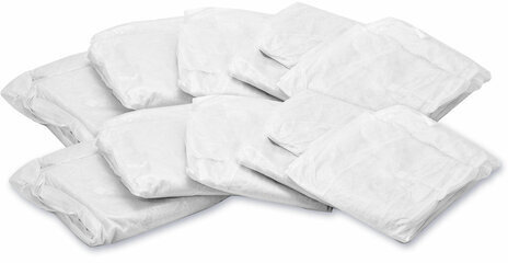 Халат одноразовый белый на липучках КОМПЛЕКТ 10 шт., XXL, 56-58 размер, 110 см, рукав на резинке, 30 г/м2, ОПТИТРЕЙД