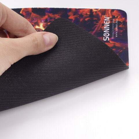 Коврик для мыши SONNEN "FIRE", резина + ткань, 220х180х3 мм, 513292