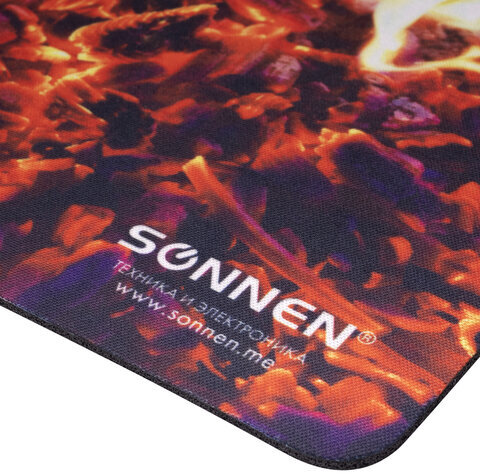 Коврик для мыши SONNEN "FIRE", резина + ткань, 220х180х3 мм, 513292