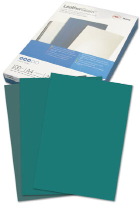 Обложки картонные для переплета А4, КОМПЛЕКТ 100 шт., тиснение под кожу, 250 г/м2, зеленые, GBC, CE040045