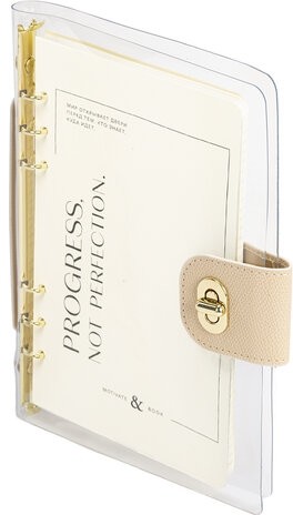 Блокнот А5 180x235мм BRAUBERG "Fabulous", гибкий, на кольцах, застежка, 80л, бежевый, 116194