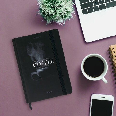 Блокнот с резинкой в клетку 96 л., А5 145х203 мм, твердая обложка, BRAUBERG, "Shadows", 116325