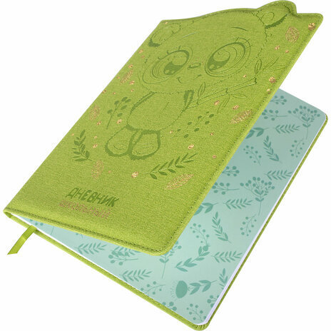 Дневник 1-4 класс 48 л., кожзам (твердая с поролоном), фигурный край, фольга, ЮНЛАНДИЯ, "Панда", 106182