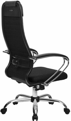 Кресло офисное МЕТТА "К-27" хром, ткань, сиденье и спинка мягкие, черное