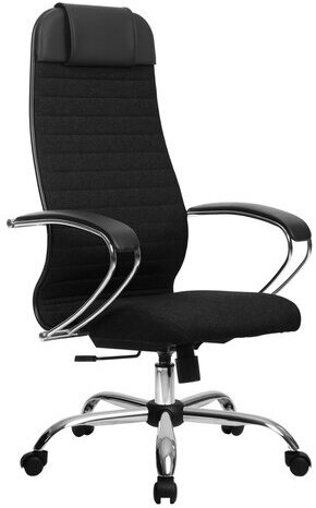 Кресло офисное МЕТТА "К-27" хром, ткань, сиденье и спинка мягкие, черное