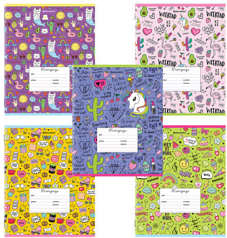 Тетрадь 24 л. BRAUBERG линия, обложка картон, "ЯРКИЙ МИКС", 106488