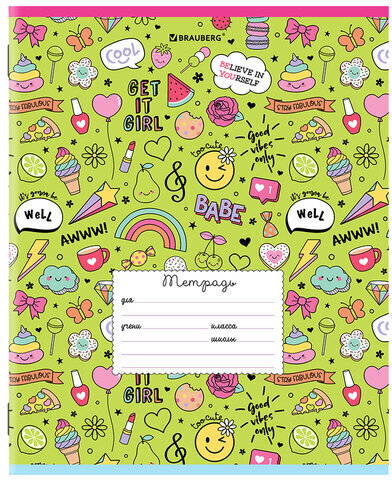 Тетрадь 24 л. BRAUBERG линия, обложка картон, "ЯРКИЙ МИКС", 106488