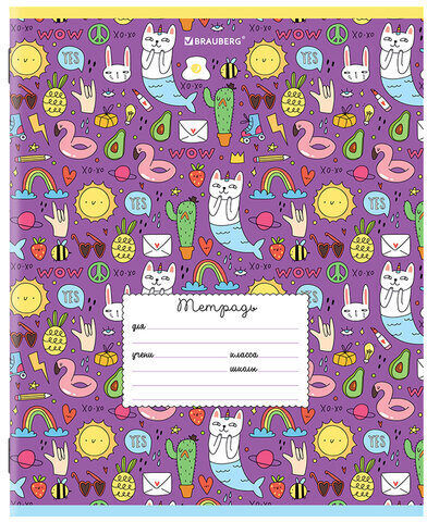 Тетрадь 24 л. BRAUBERG линия, обложка картон, "ЯРКИЙ МИКС", 106488