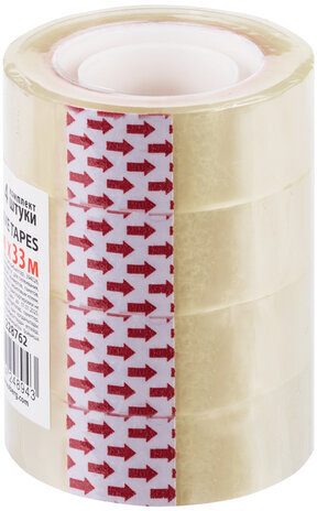 Клейкие ленты 19 мм х 33 м канцелярские BRAUBERG, КОМПЛЕКТ 4 шт., прозрачные, гарантированная длина, 228762