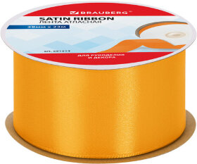 Лента атласная ширина 38 мм, длина 23 м, оранжевая, BRAUBERG, 591514