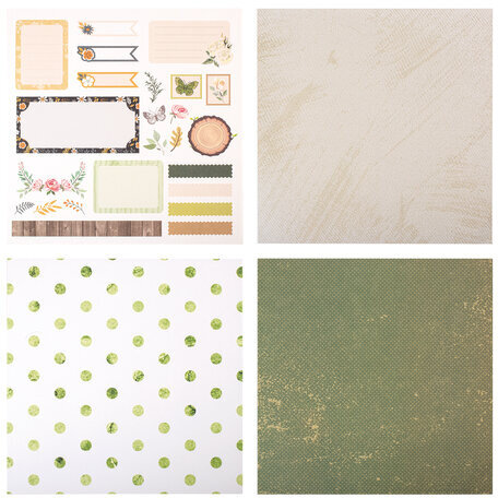 Бумага для скрапбукинга 30х30 см "Рустик", двусторонняя, 12 листов, 12 дизайнов, 180 г/м2, ОСТРОВ СОКРОВИЩ, 662770