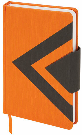 Ежедневник недатированный А5 138x213 мм BRAUBERG "Waves" под кожу, застежка 160 л., оранжевый/черный, 111878