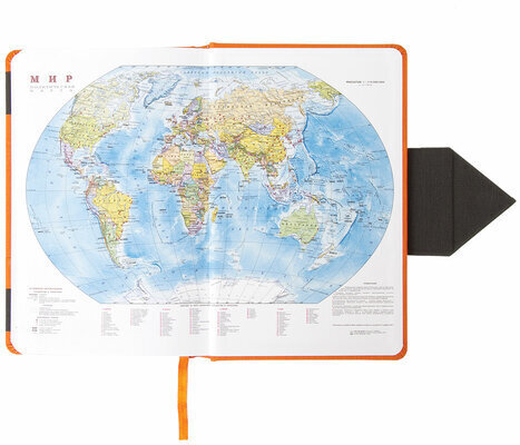 Ежедневник недатированный А5 138x213 мм BRAUBERG "Waves" под кожу, застежка 160 л., оранжевый/черный, 111878