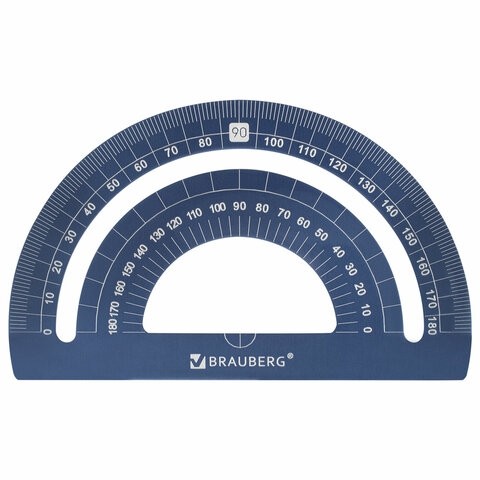 Набор чертежный металлический BRAUBERG (линейка 15 см, 2 треугольника, транспортир), 210816