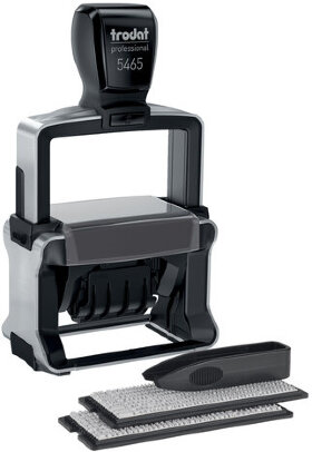 Датер самонаборный металлический, 4 строки+дата, оттиск 56х33 мм, сине-красный, TRODAT 5465BANK, кассы в комплекте, 62166