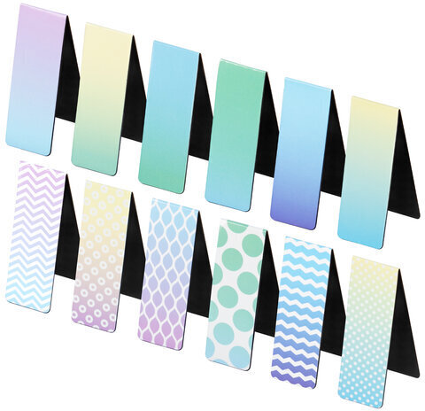 Закладки для книг МАГНИТНЫЕ, "GRADIENT", набор 12 шт., 60x20 мм, BRAUBERG, 113170